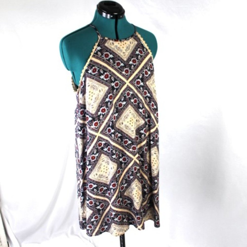Xhilaration- Beige with red floral and paisley mini dress